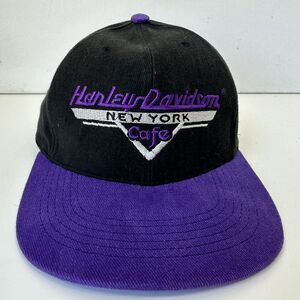 Harley Davidson Cafe New York Hat Cap Black Purple Snapback Adjustable